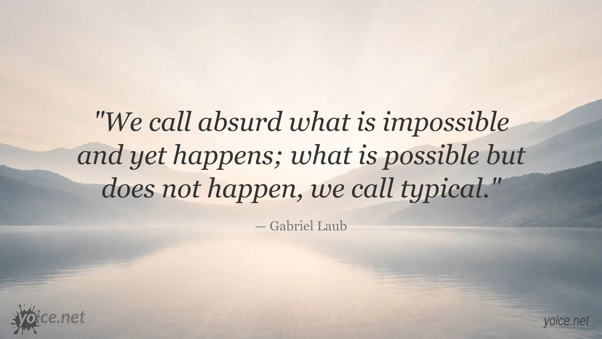 Quote image featuring Gabriel Laub on the difference between the absurd and the typical