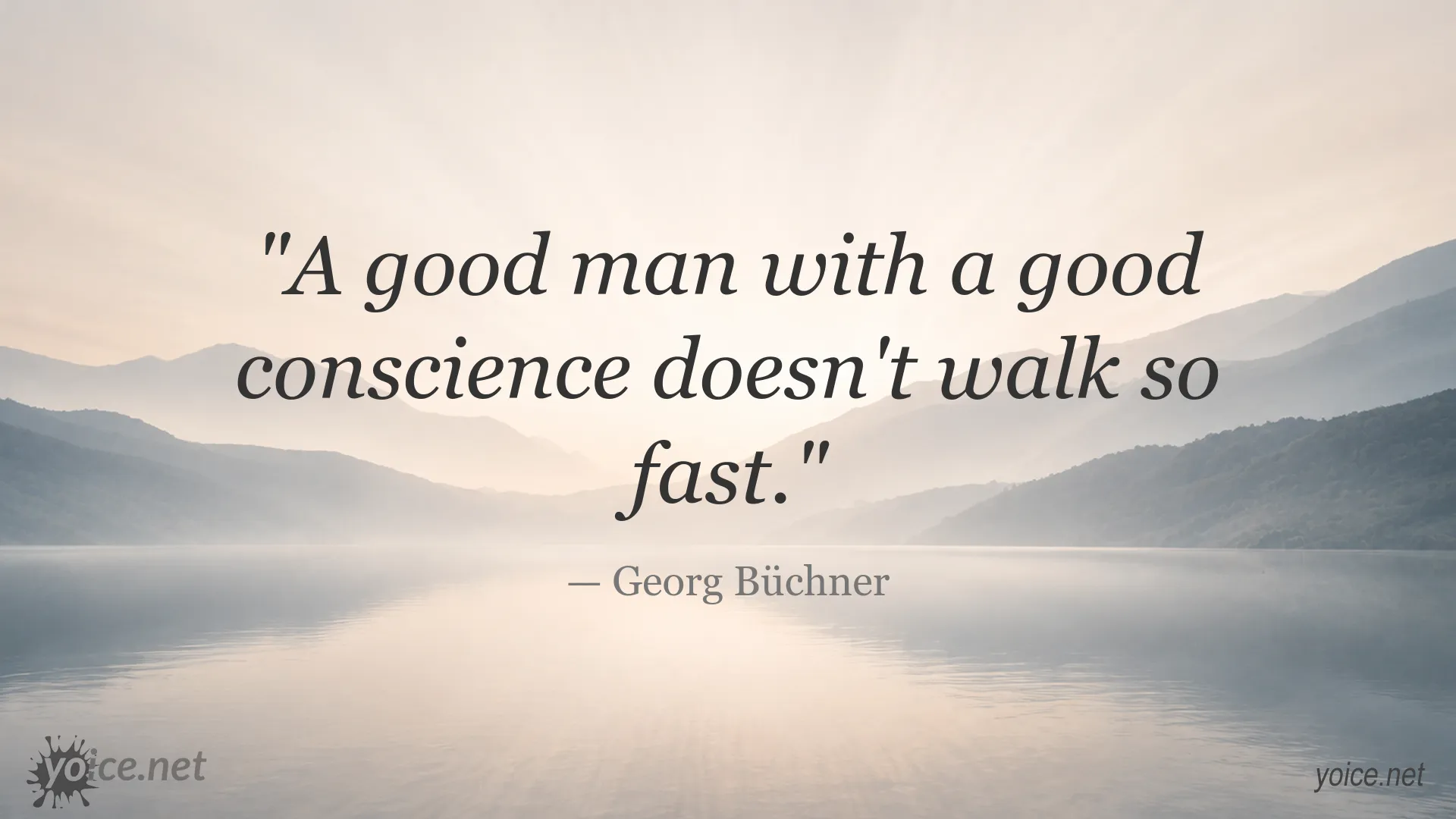 Inspirational quote image attributed to Georg Büchner about a good conscience