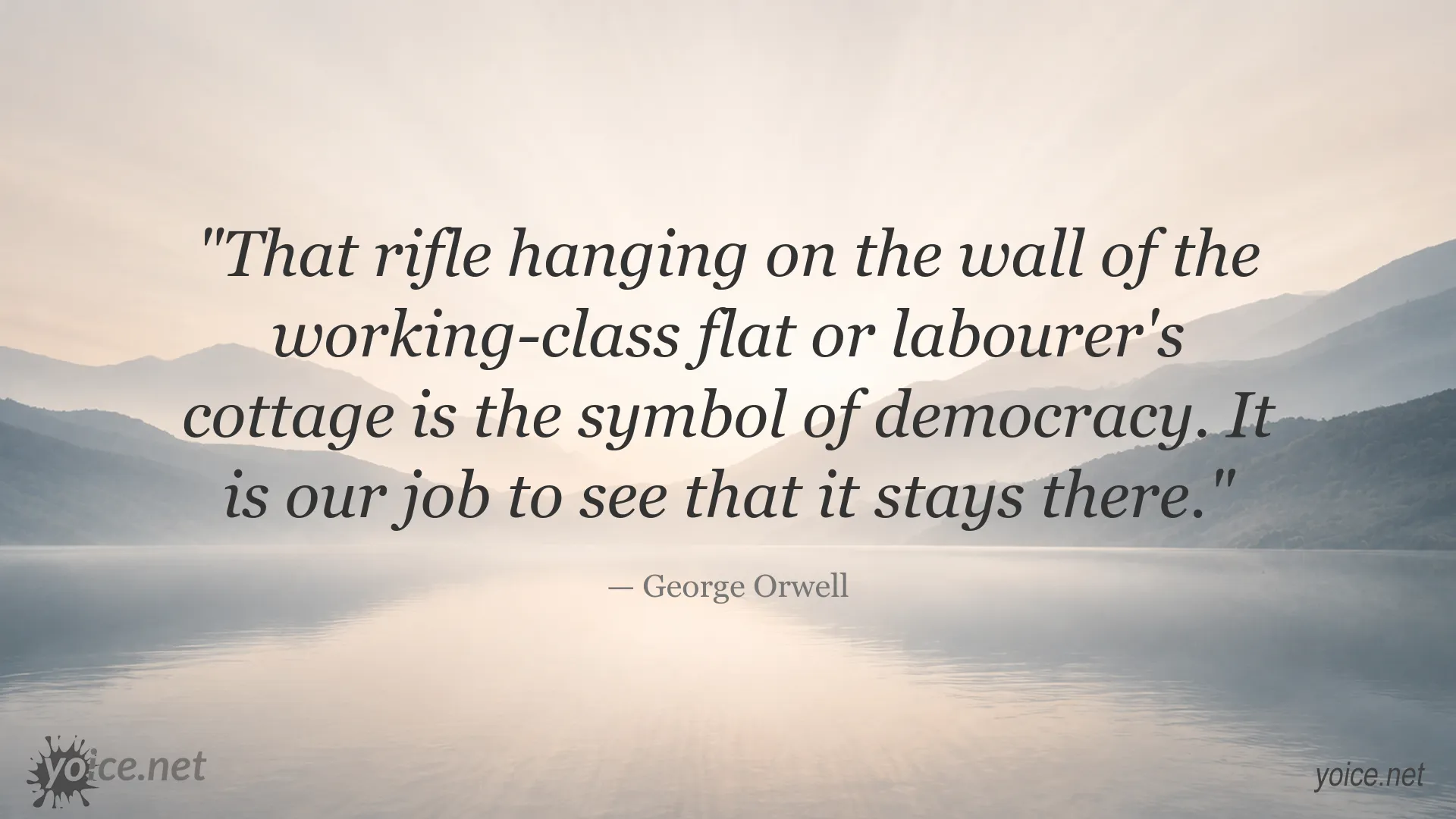 George Orwell quote about a rifle as a symbol of democracy