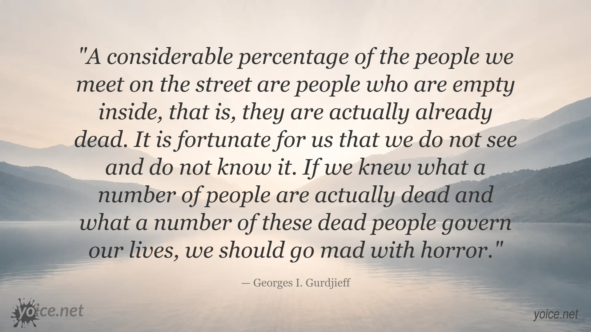 Inspirational quote image featuring Georges I. Gurdjieff on inner emptiness and awareness
