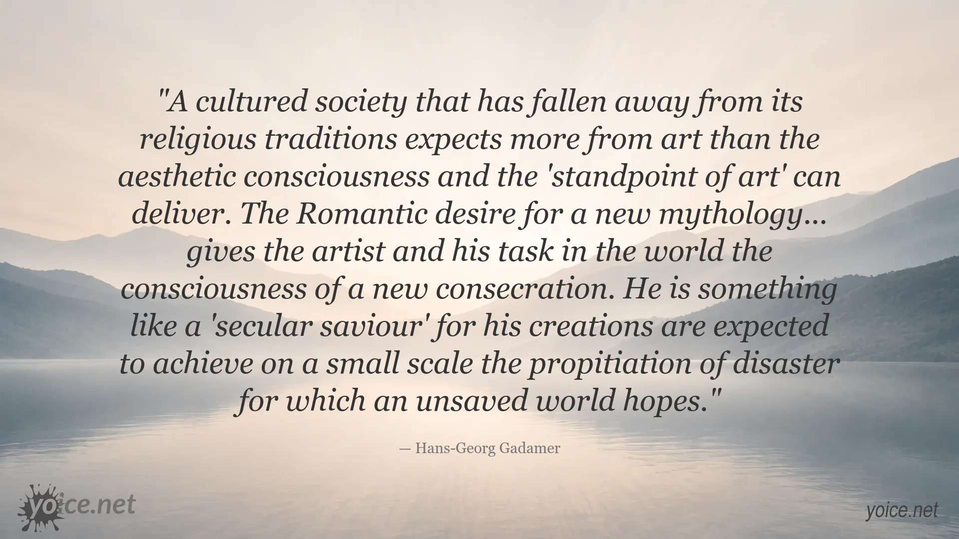 Hans-Georg Gadamer quote about art, religion, and salvation