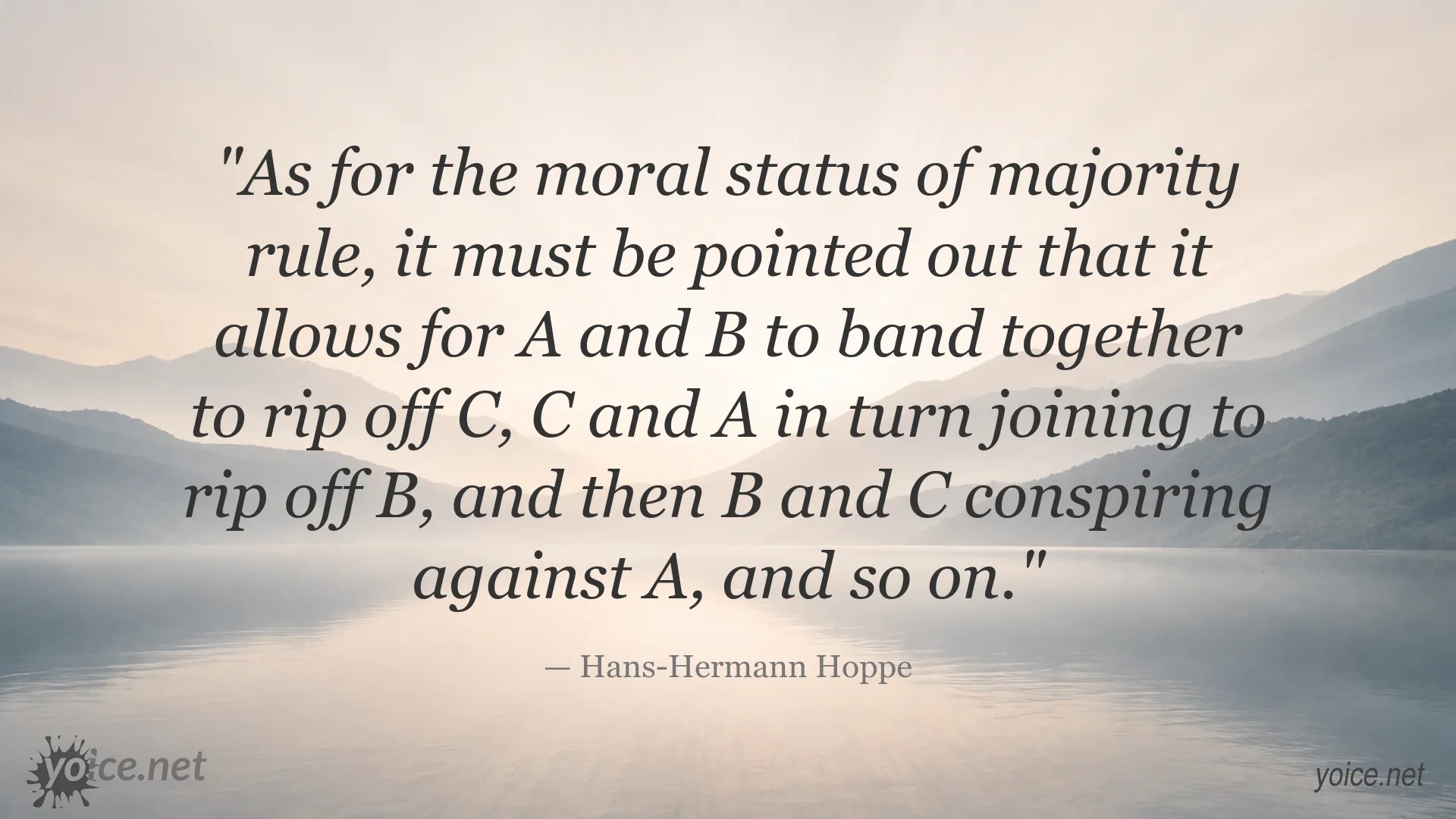 Hans-Hermann Hoppe discussing majority rule and morality