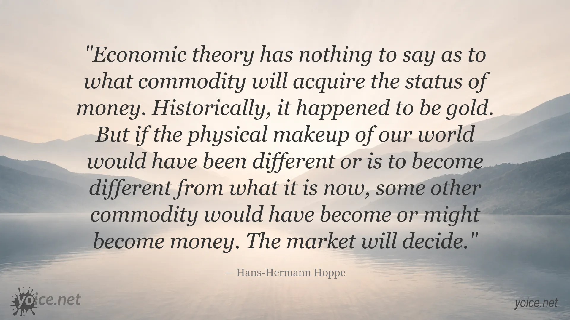 Hans-Hermann Hoppe quote about money and economic theory