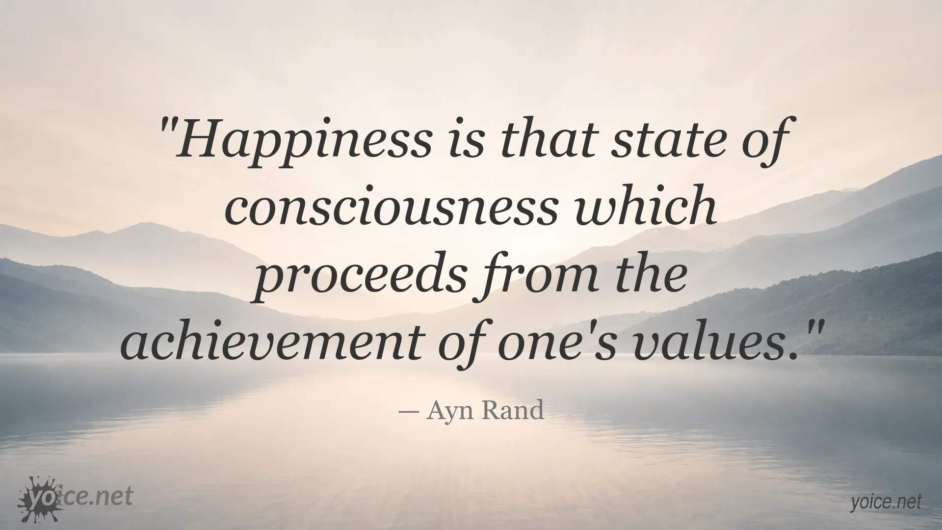 Ayn Rand quote image about happiness and personal values