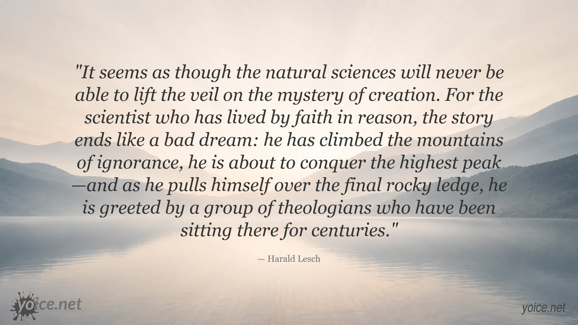 Quote by Harald Lesch about the intersection of natural sciences and theology