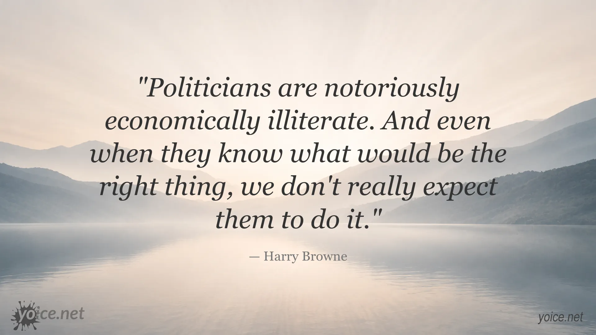 Harry Browne quote about politicians and economic understanding