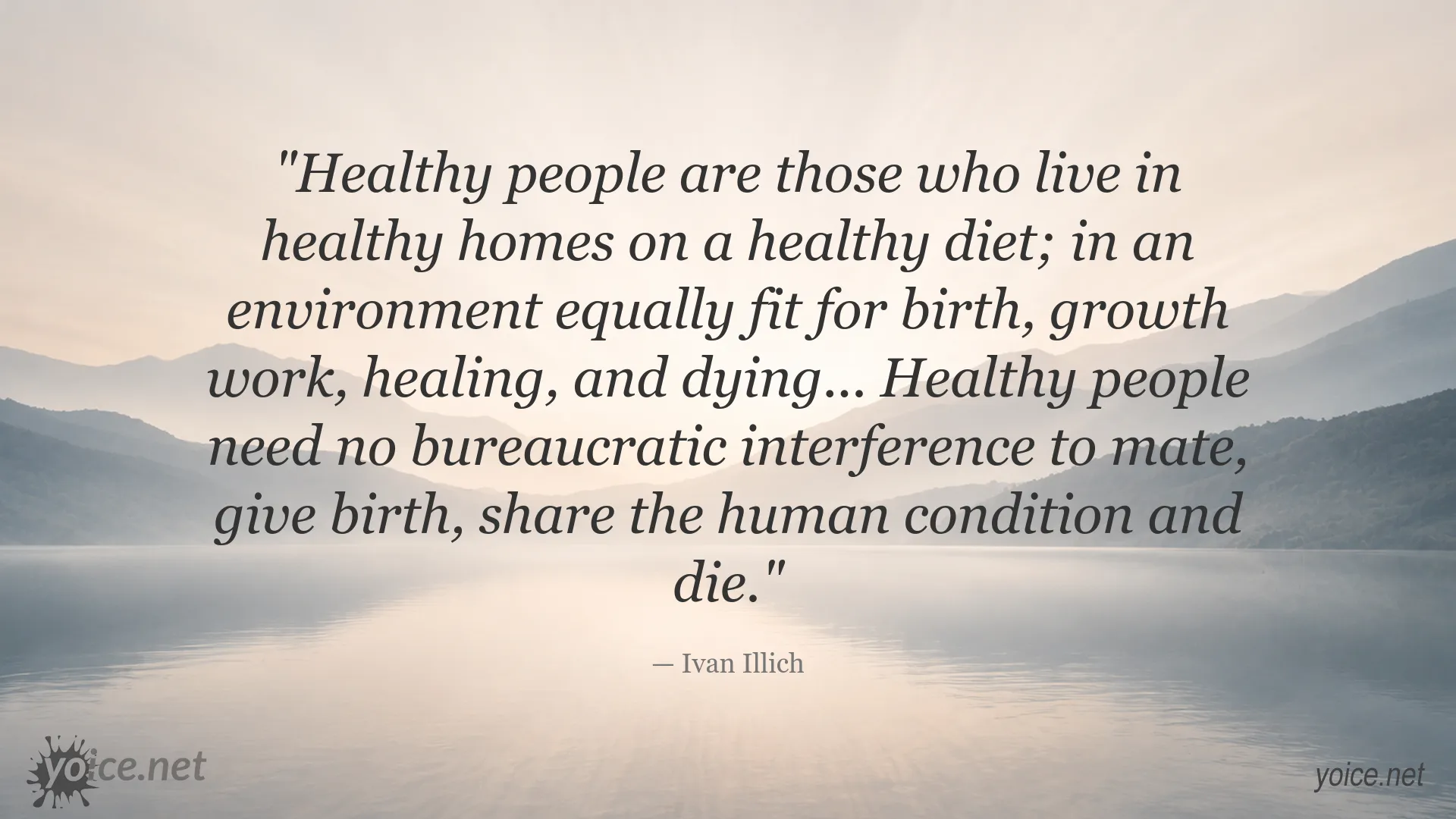 Quote by Ivan Illich about healthy people, healthy homes, and a healthy environment