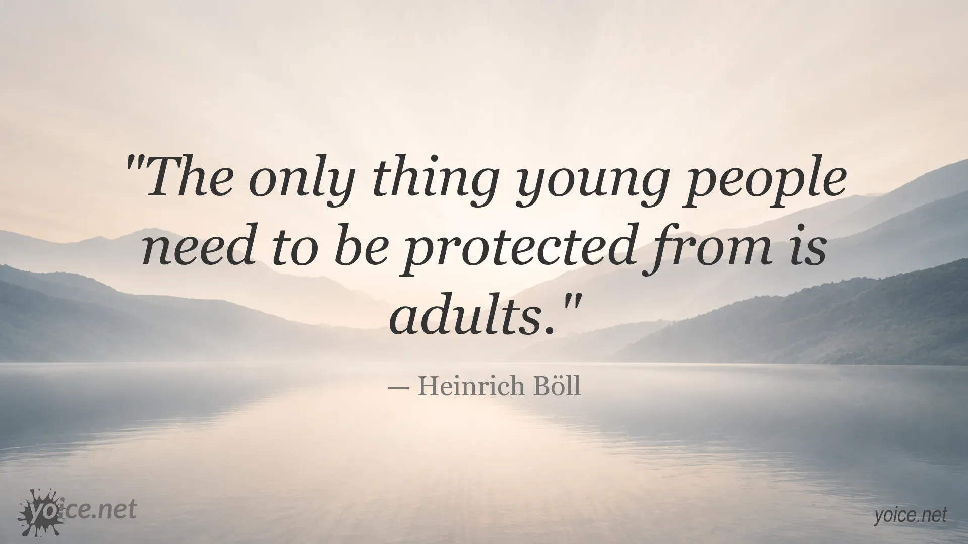 Inspirational quote image featuring Heinrich Böll