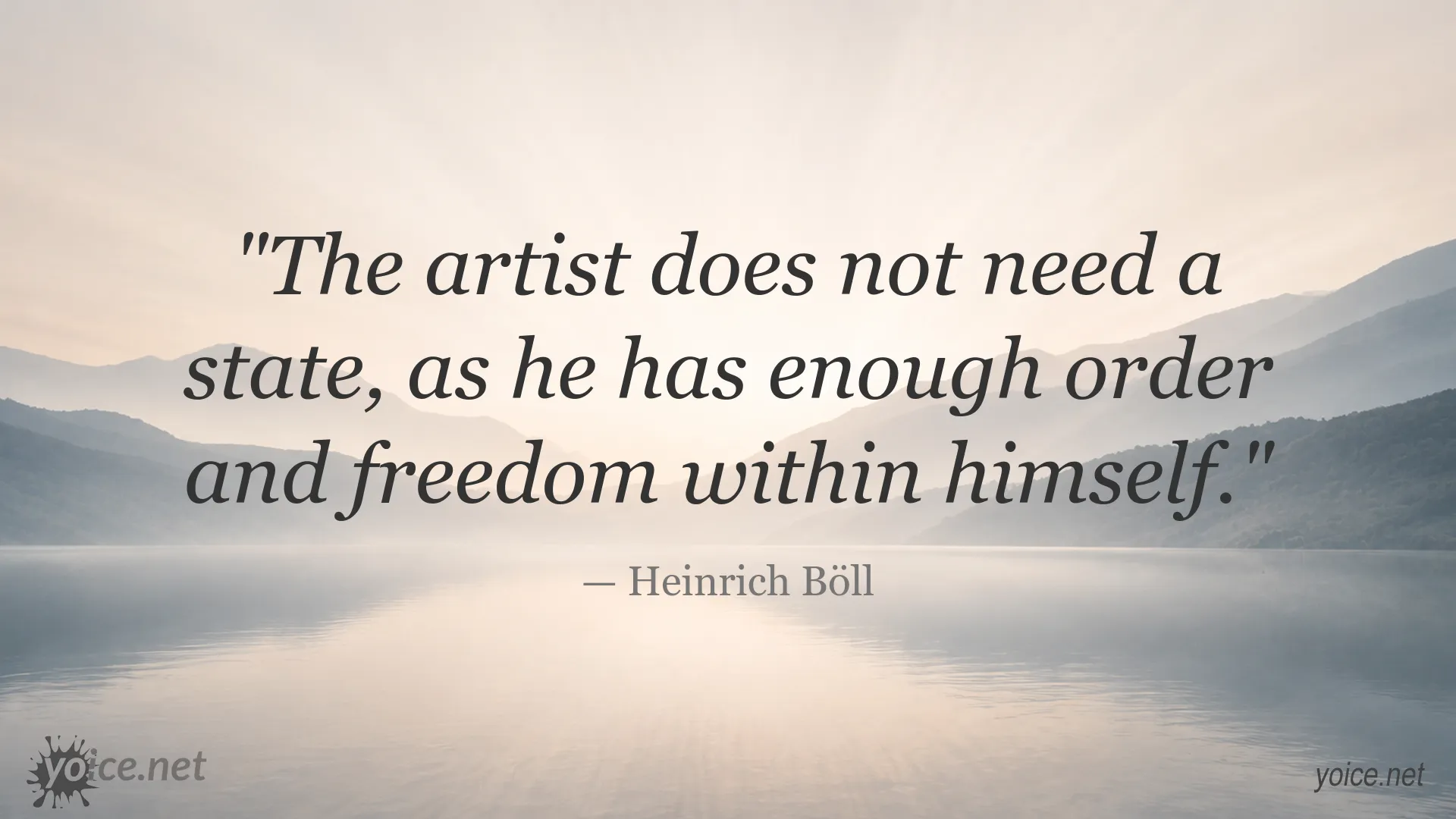 Inspirational quote image featuring Heinrich Böll