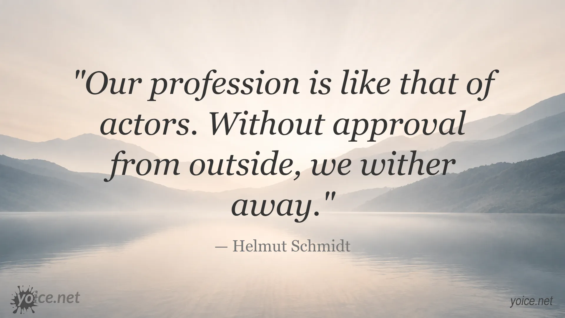 Inspirational quote by Helmut Schmidt about profession and external approval