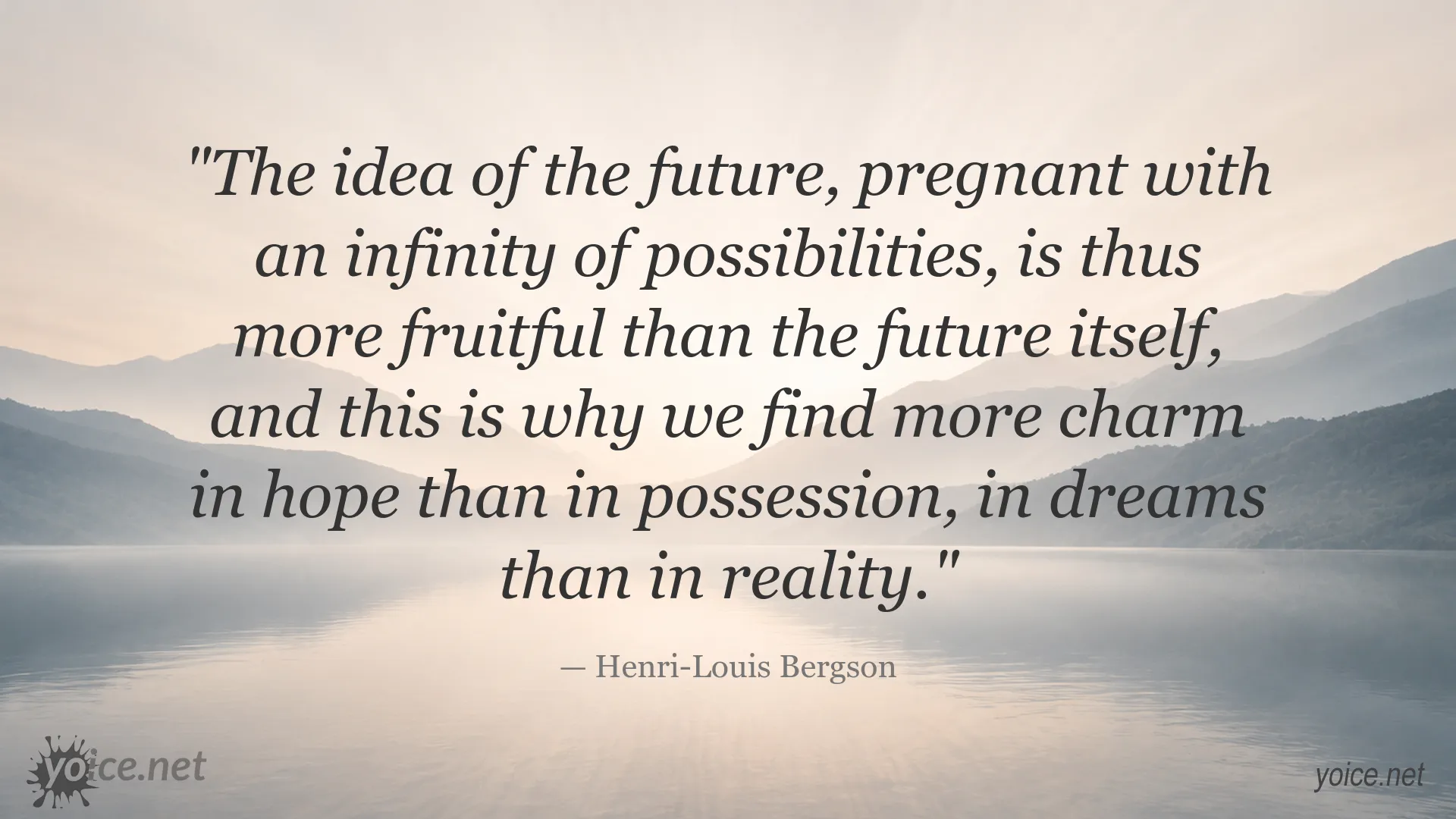 Quote image featuring Henri-Louis Bergson on the future, hope, and imagination