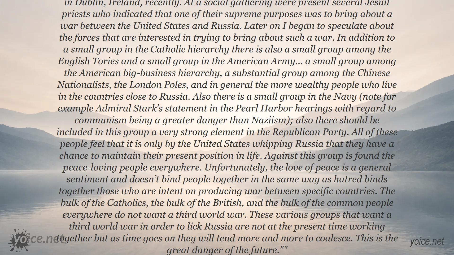 Quote by Henry A. Wallace warning about the danger of a future war between the United States and Russia