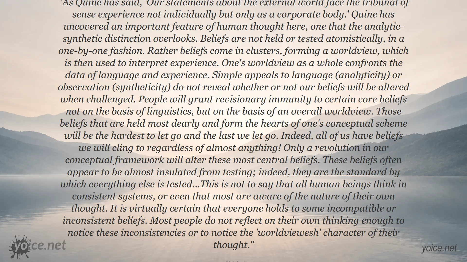 A quote on holistic worldview and belief systems by Rich Lusk