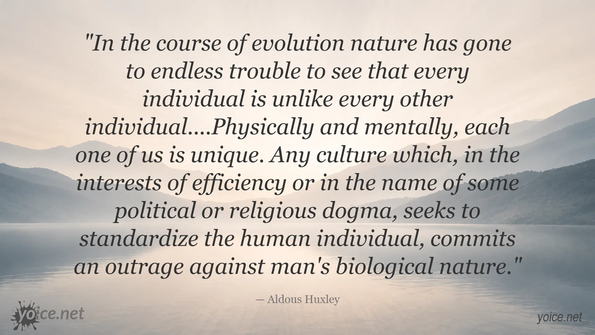 Aldous Huxley quote image about human uniqueness and cultural standardization