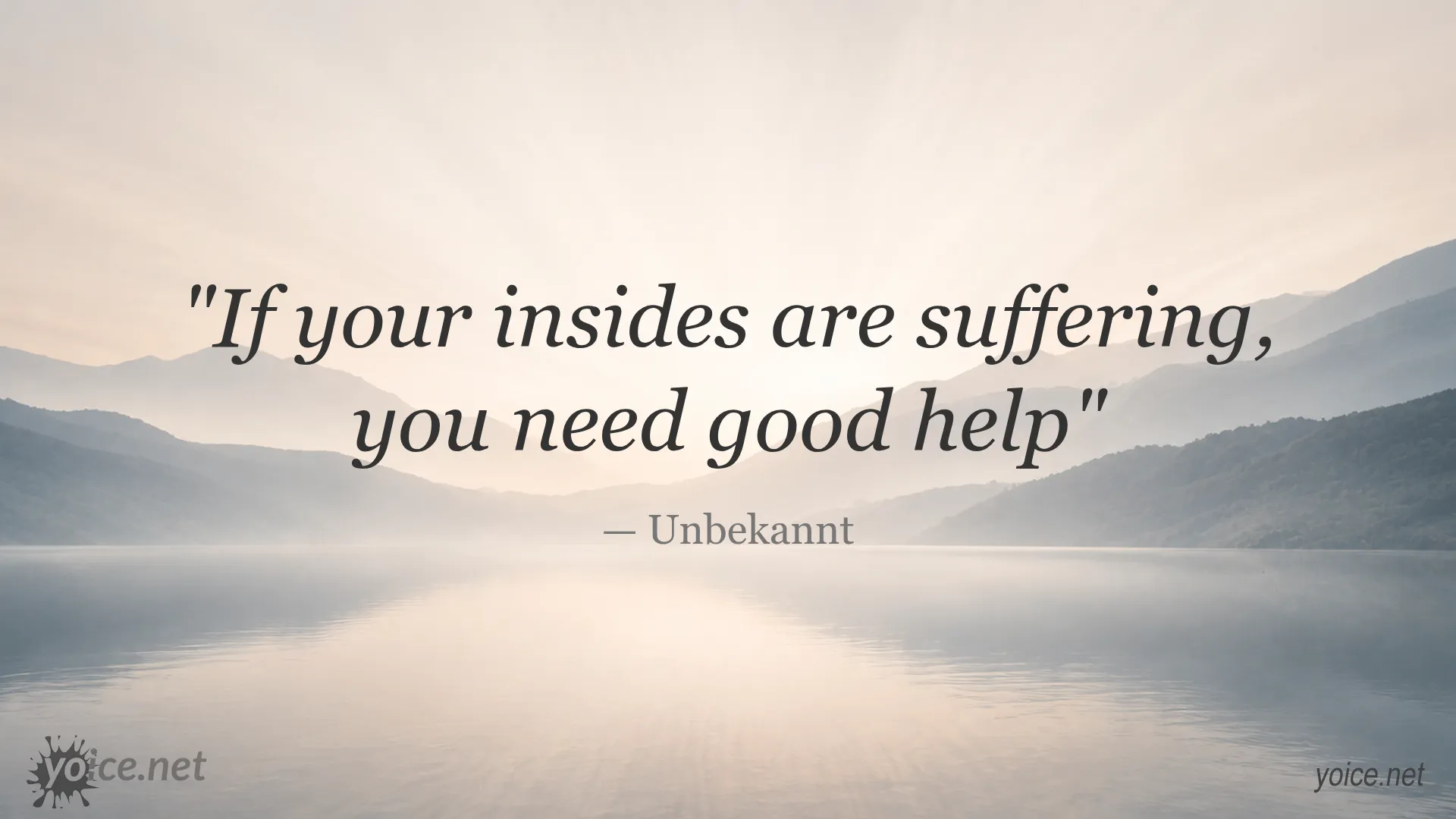 Inspirational quote about seeking good help when suffering inside by Unbekannt
