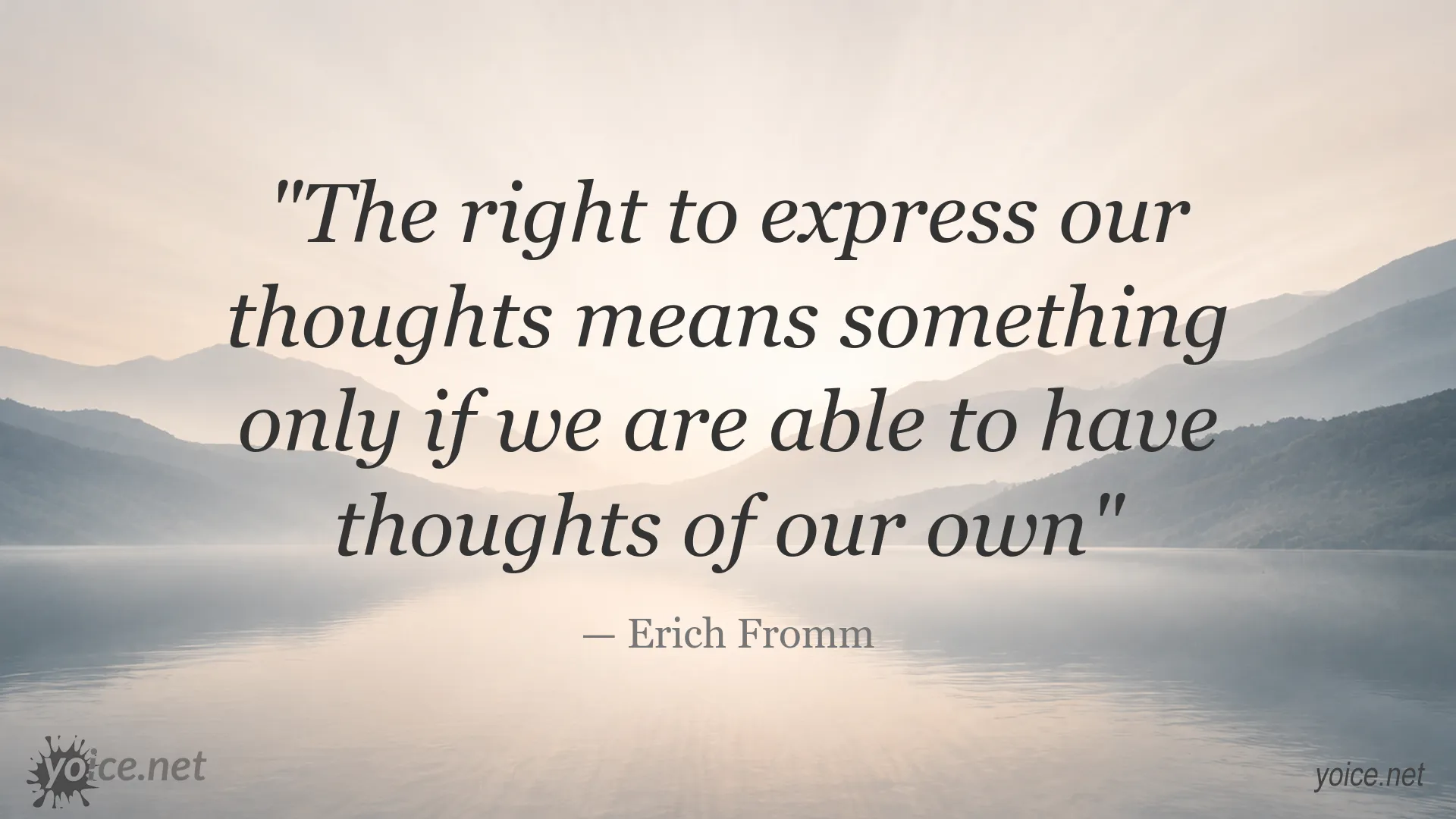 Inspirational quote image about independent thought and freedom of expression by Erich Fromm