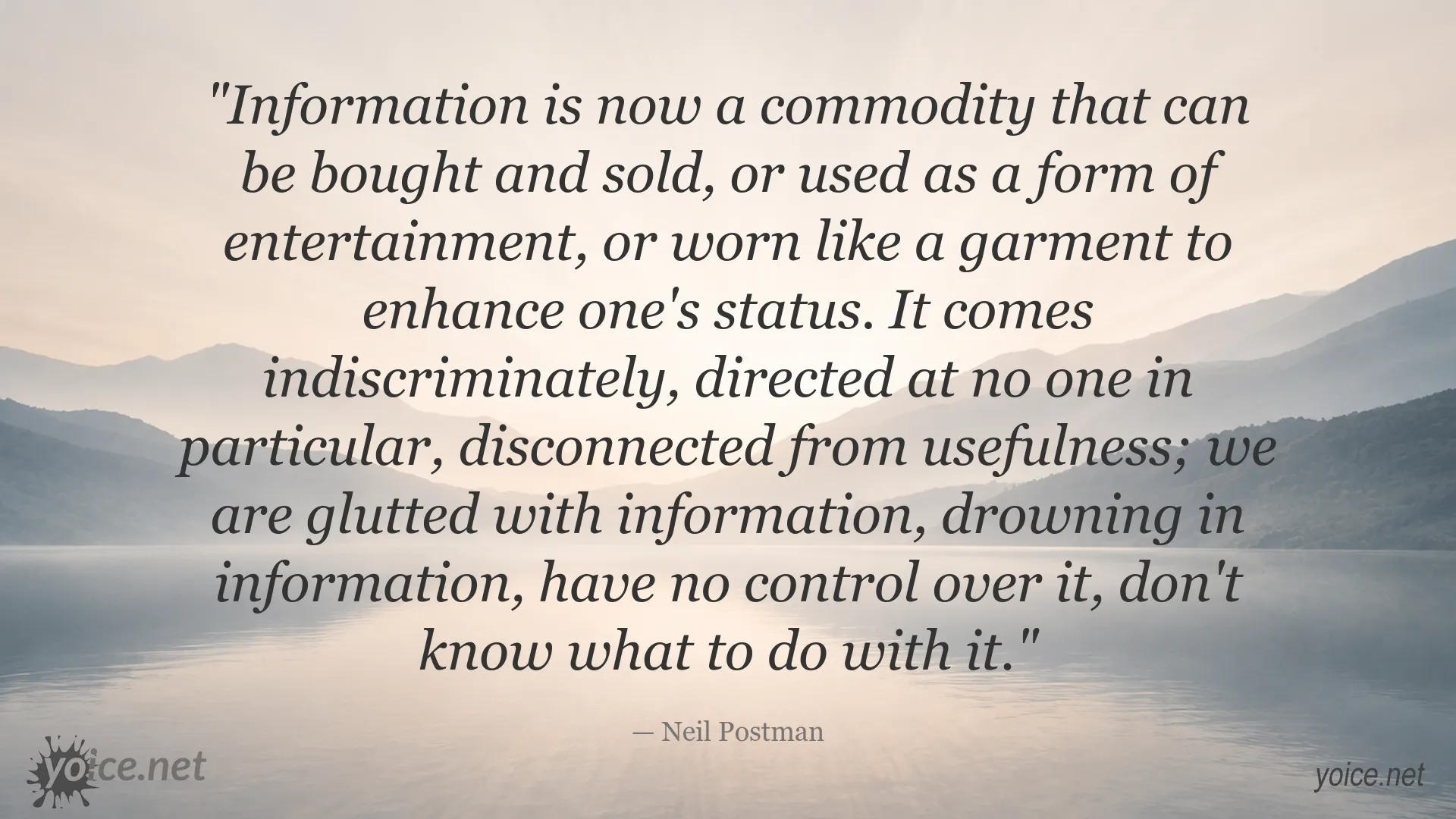 Neil Postman quote about information as a commodity