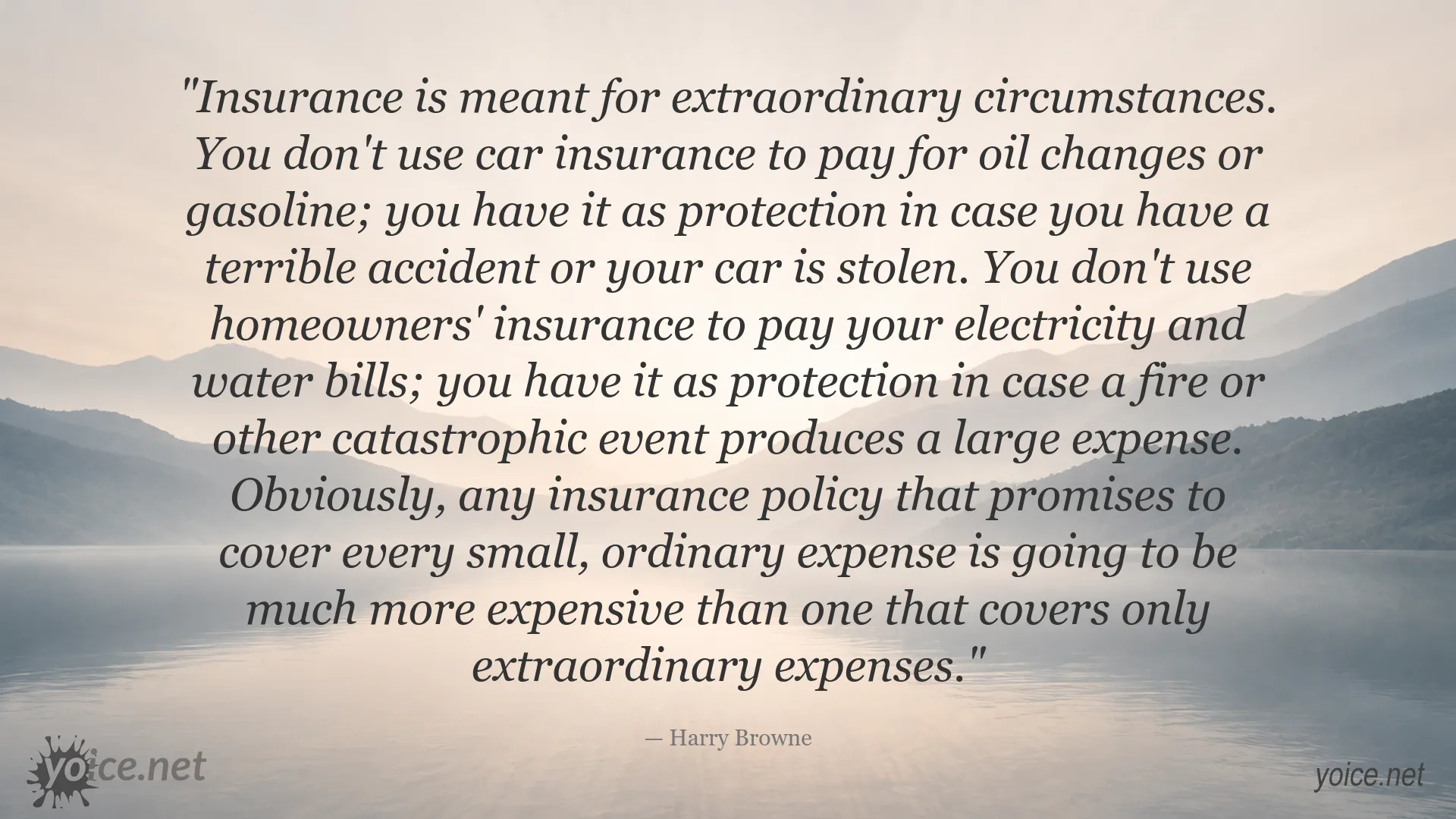 Harry Browne quote about insurance and protecting against extraordinary risks