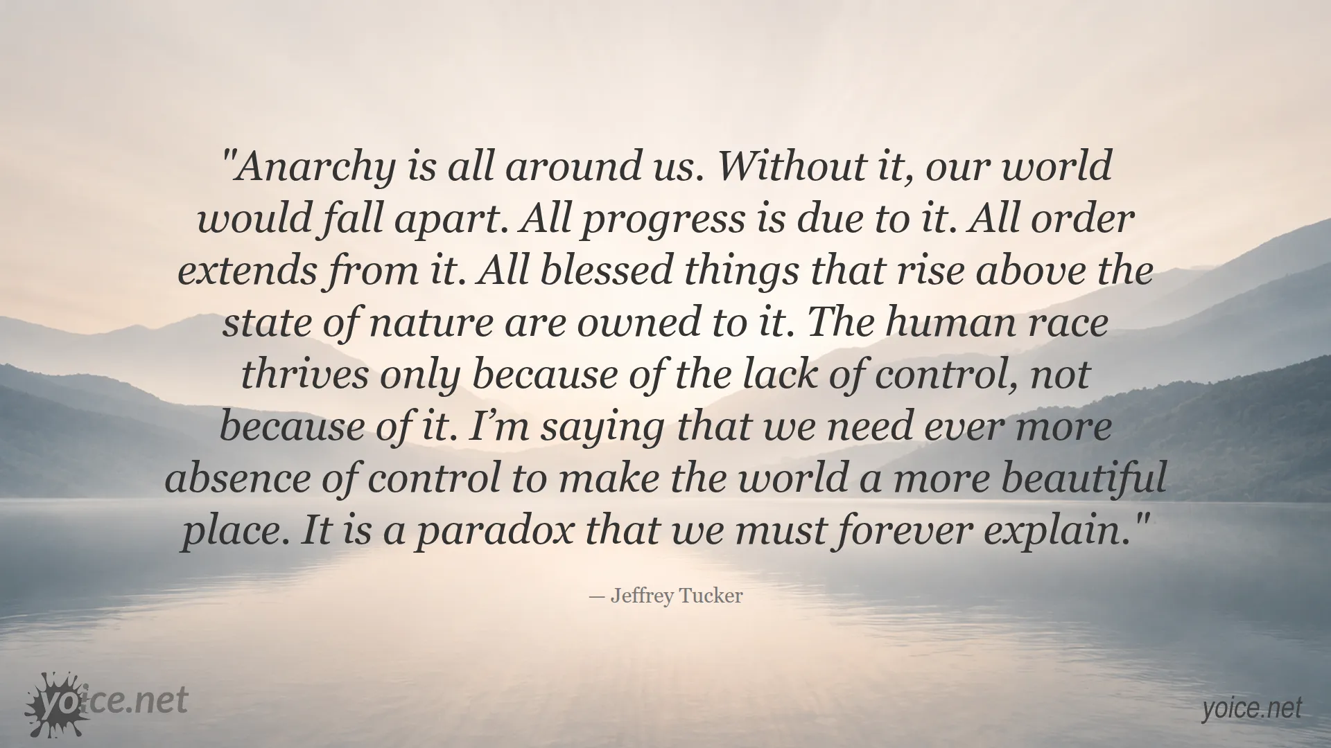 Quote about anarchy, control, and progress by Jeffrey Tucker