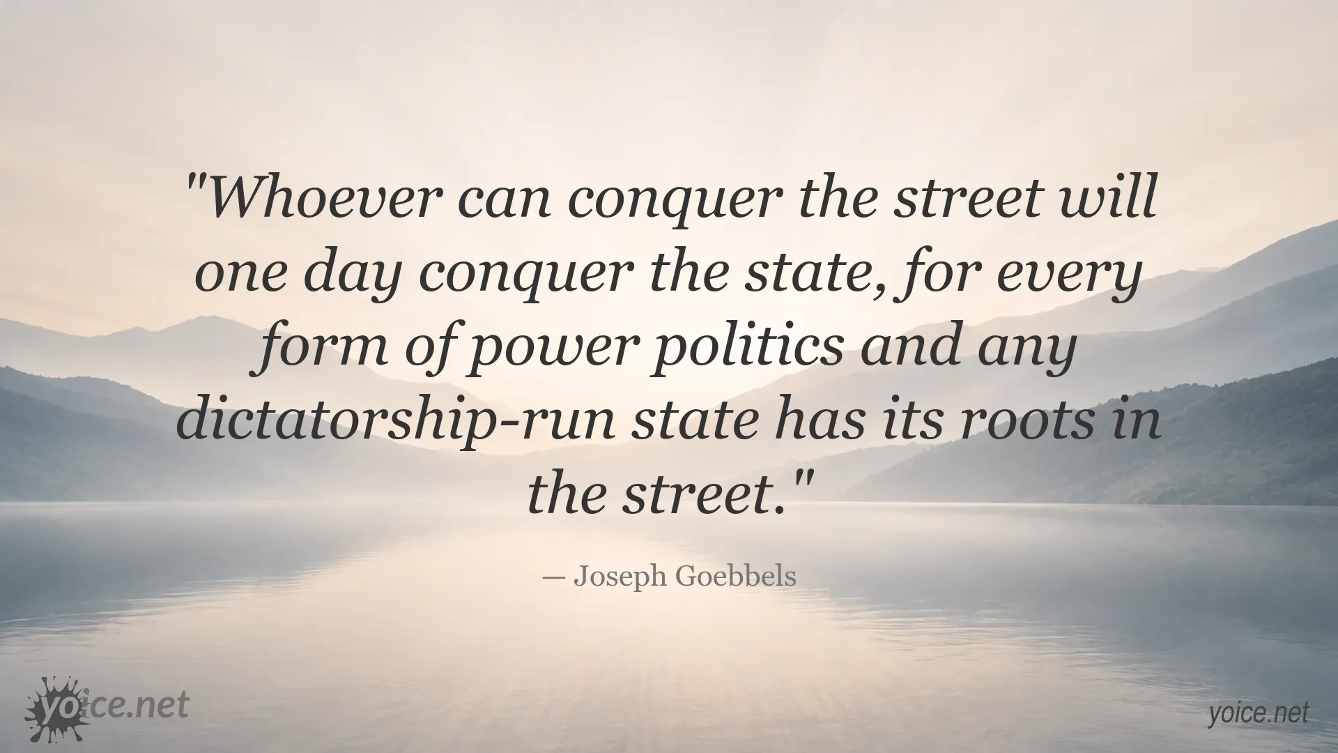 Quote image featuring Joseph Goebbels on power and politics
