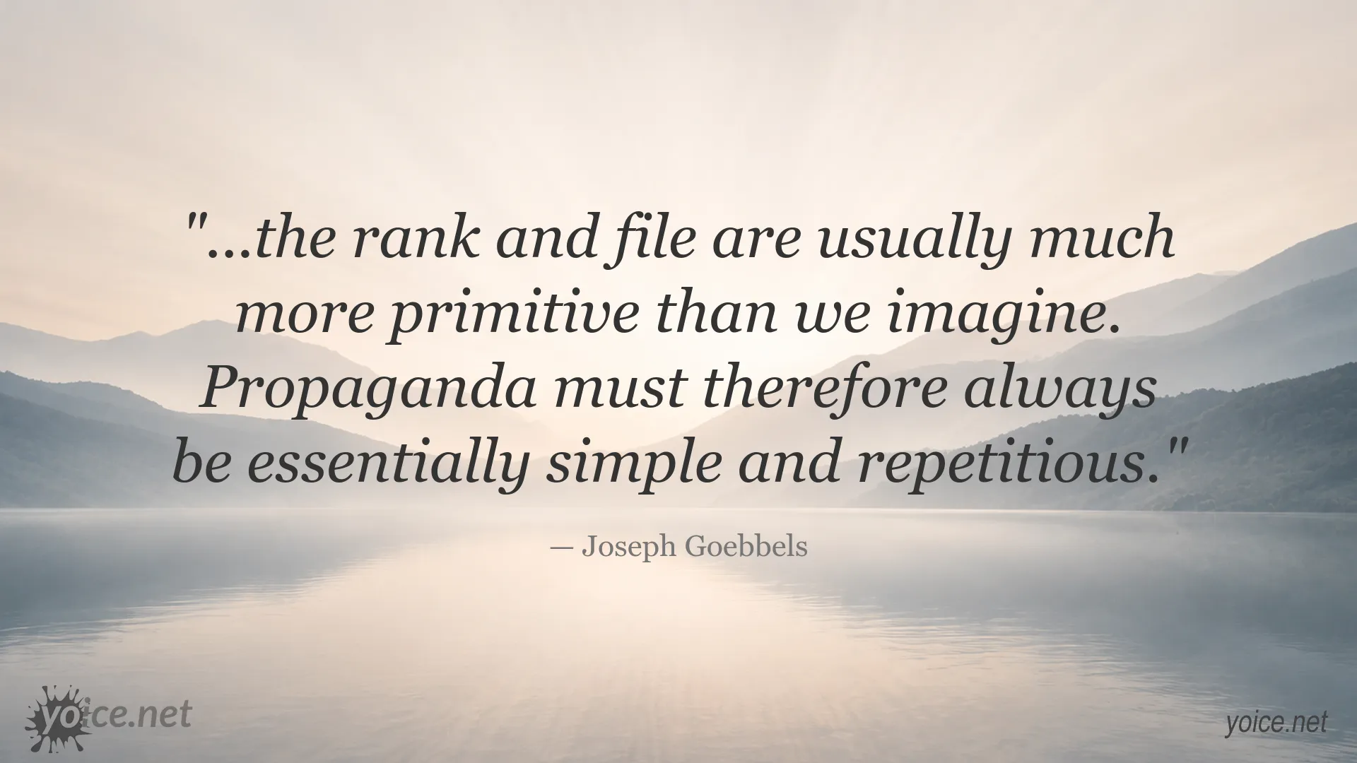Quote image featuring Joseph Goebbels discussing propaganda