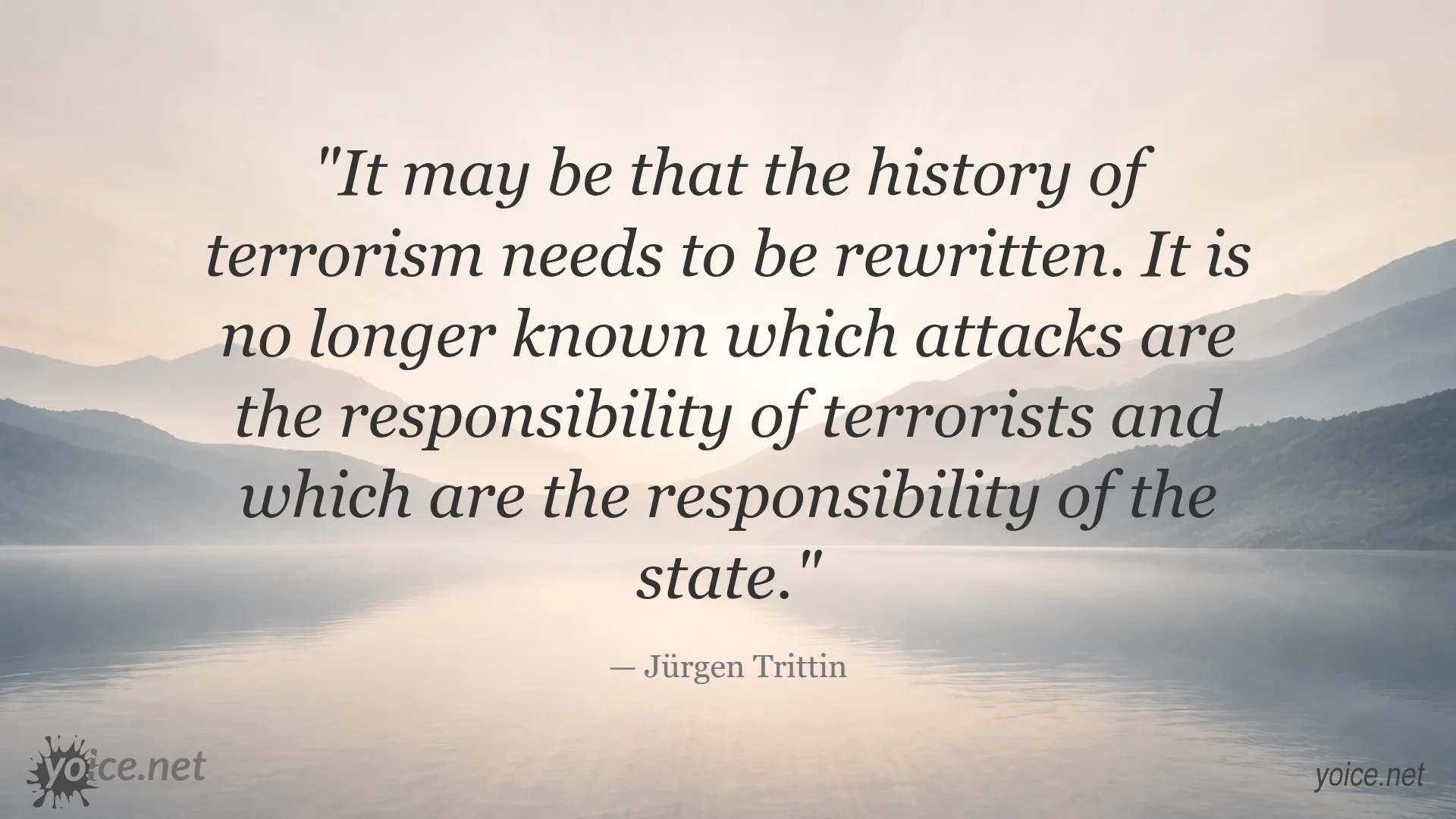 Quotation by Jürgen Trittin about rewriting the history of terrorism