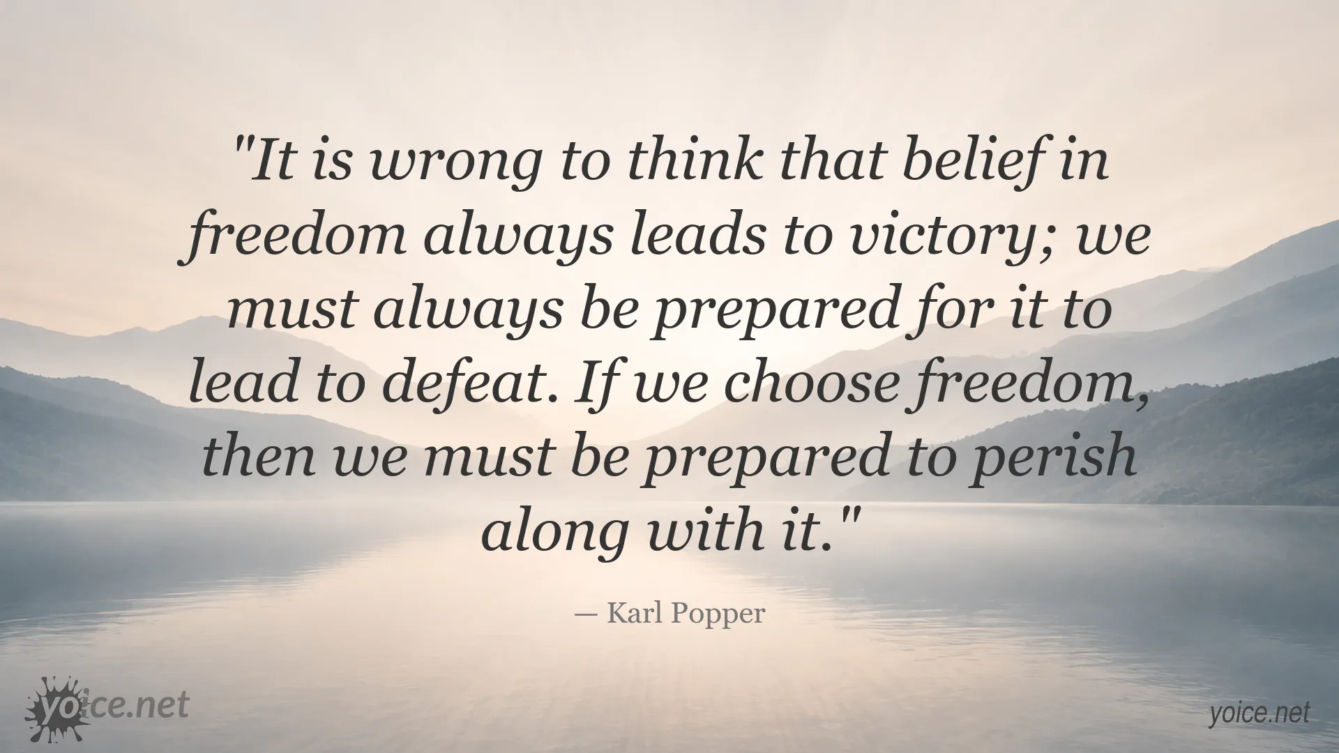 Karl Popper quote about freedom, victory, and defeat