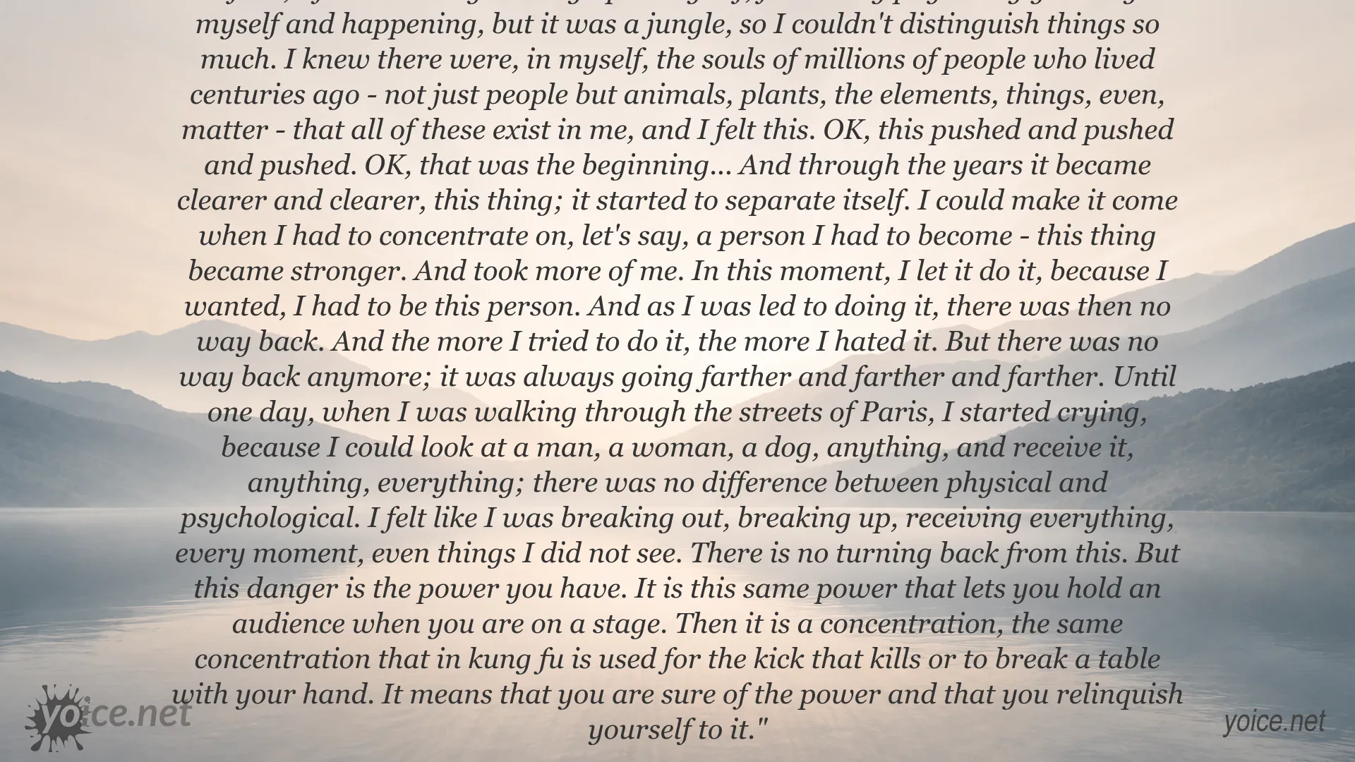 Klaus Kinski quote about inner forces, acting, and concentration