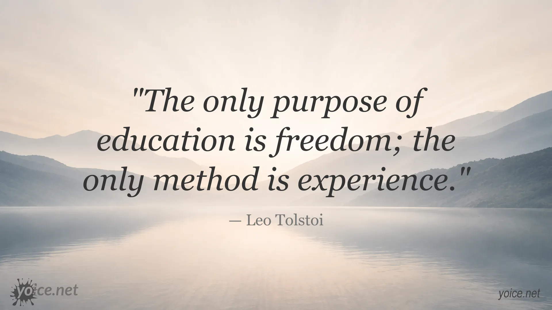 Inspirational Leo Tolstoi quote about education, freedom, and experience