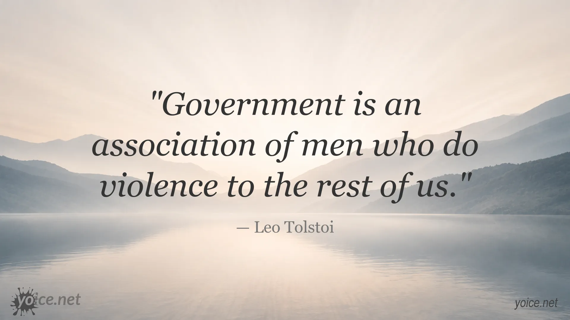 Quote image featuring Leo Tolstoi's perspective on government and violence