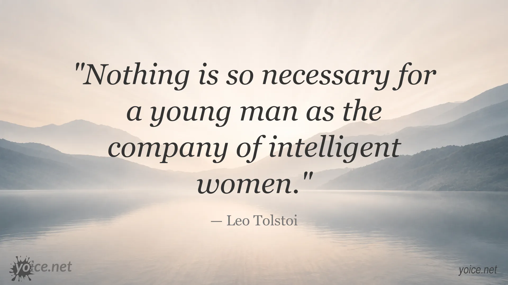 Inspirational quote image featuring Leo Tolstoi's quote about intelligent women