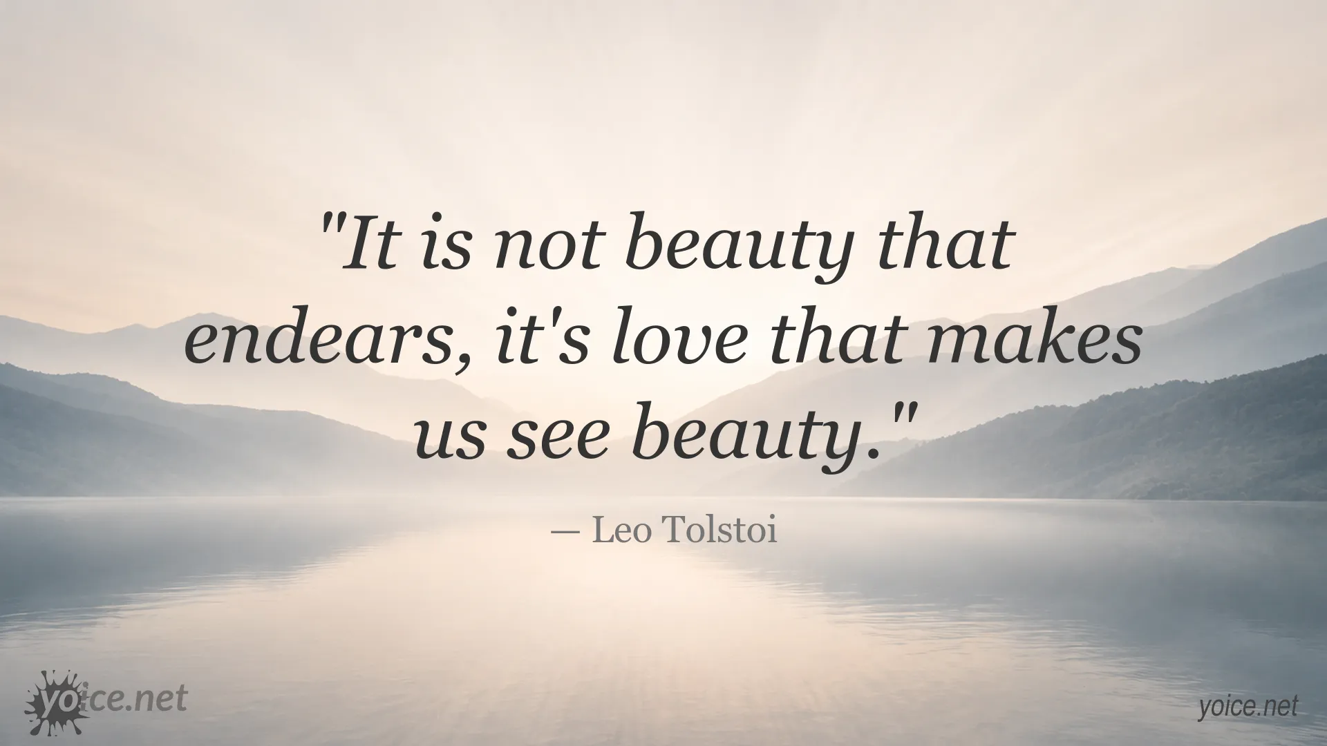 Inspirational quote about love and beauty by Leo Tolstoi