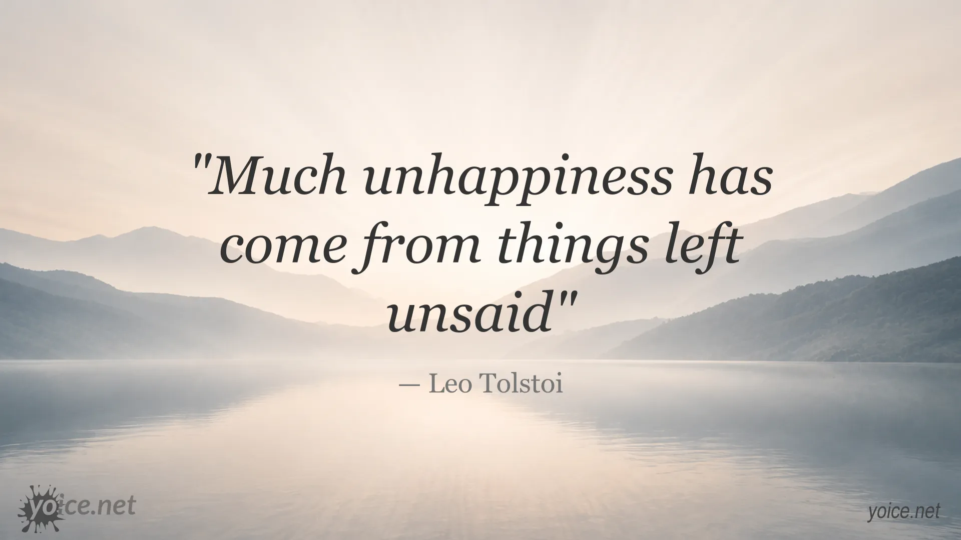 Inspirational Leo Tolstoi quote image about unspoken feelings and emotional unhappiness