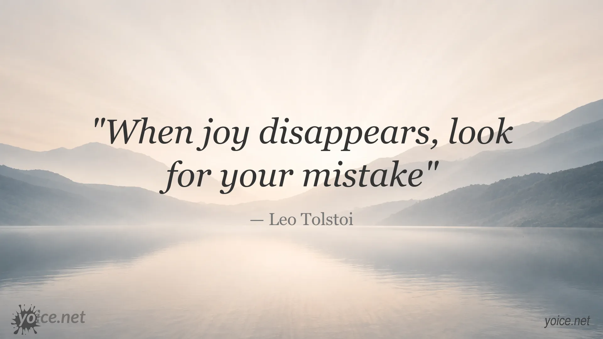 Leo Tolstoi quote image about losing joy and recognizing mistakes