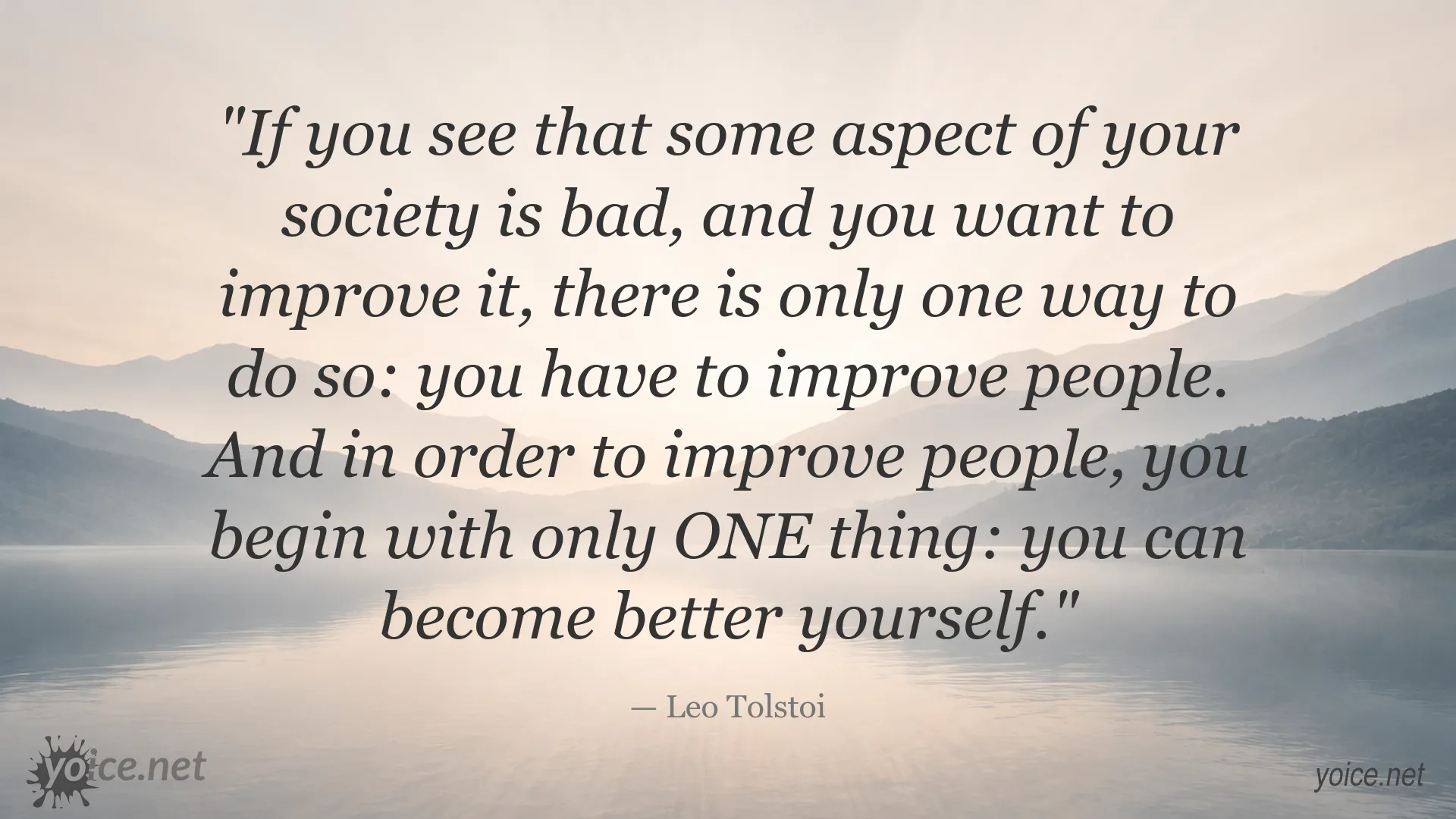 Leo Tolstoi quote image about improving society through self-change