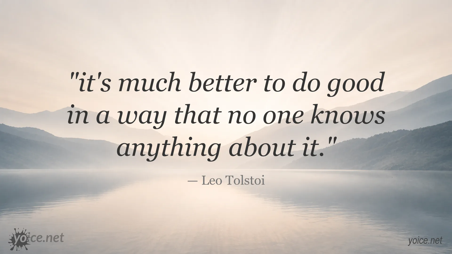 Leo Tolstoy quote image about selfless charity and doing good anonymously