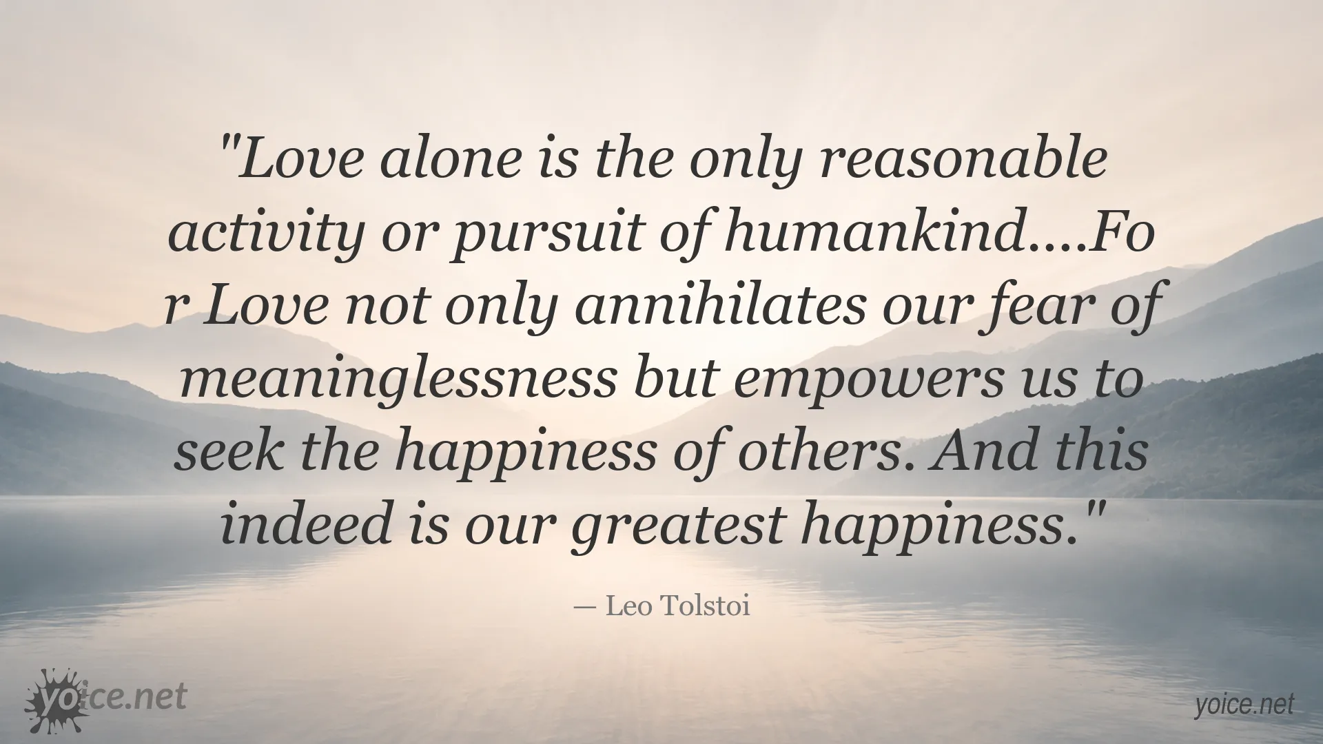 Inspirational love and happiness quote by Leo Tolstoi