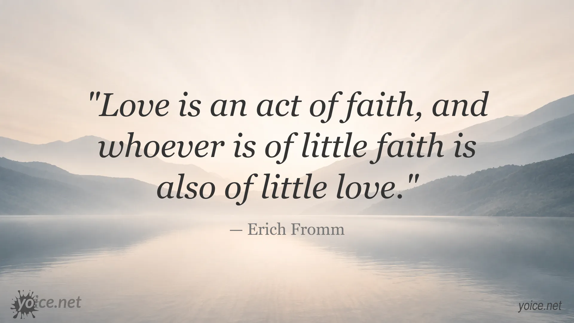 Quote image featuring an Erich Fromm quote about love and faith