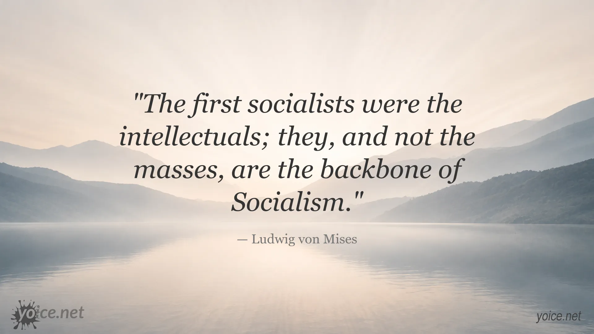 Quote image featuring Ludwig von Mises on socialism and intellectuals