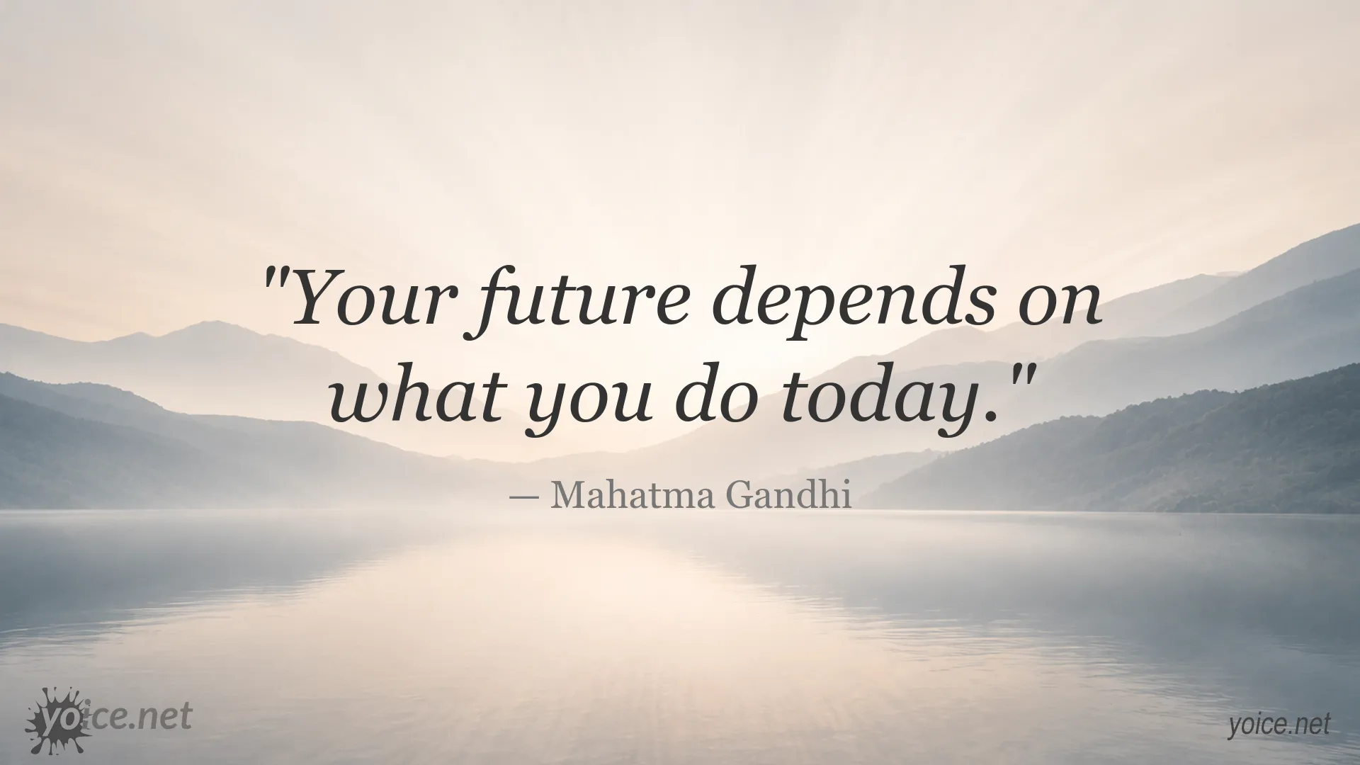 Inspirational quote image by Mahatma Gandhi about the future and taking action today