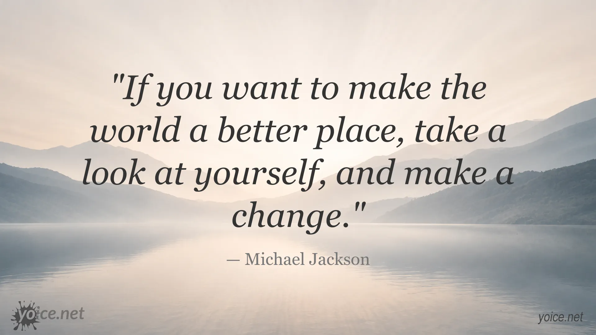 Inspirational quote image by Michael Jackson titled Make a Change