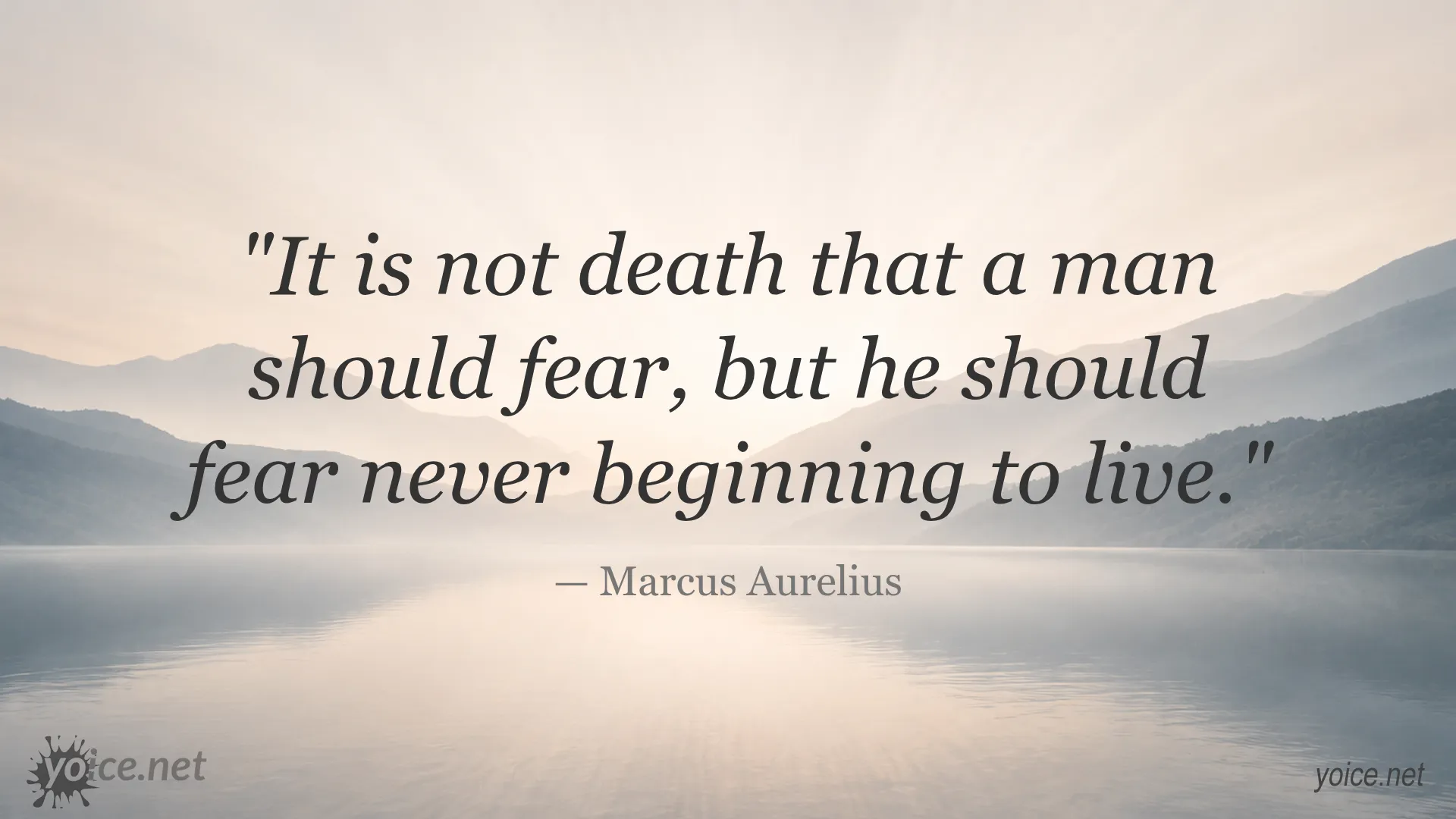 Inspirational quote by Marcus Aurelius about fearing death and truly living