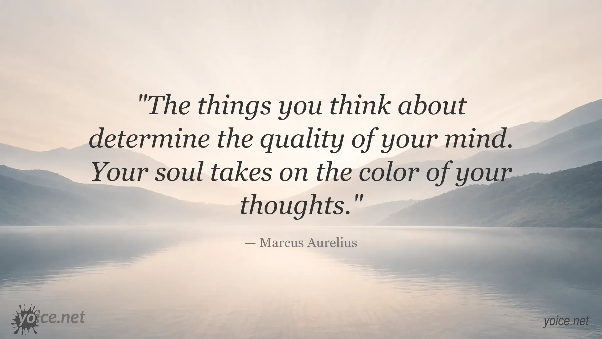 Inspirational Marcus Aurelius quote about thoughts shaping the quality of the mind