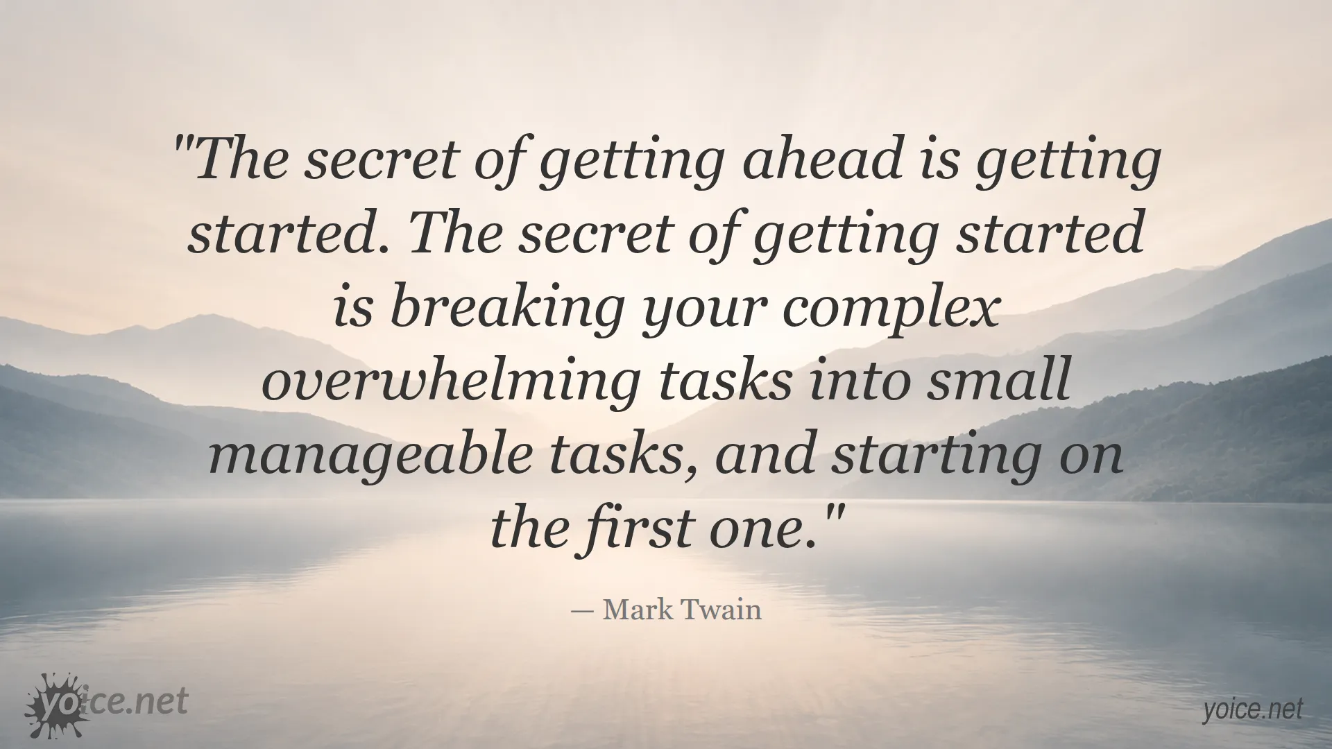 Inspirational quote about getting started by Mark Twain