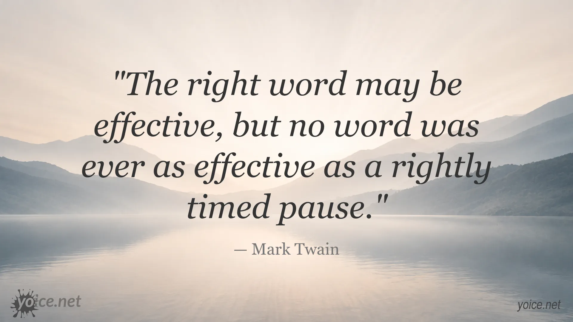 Mark Twain quote image about the power of a well-timed pause