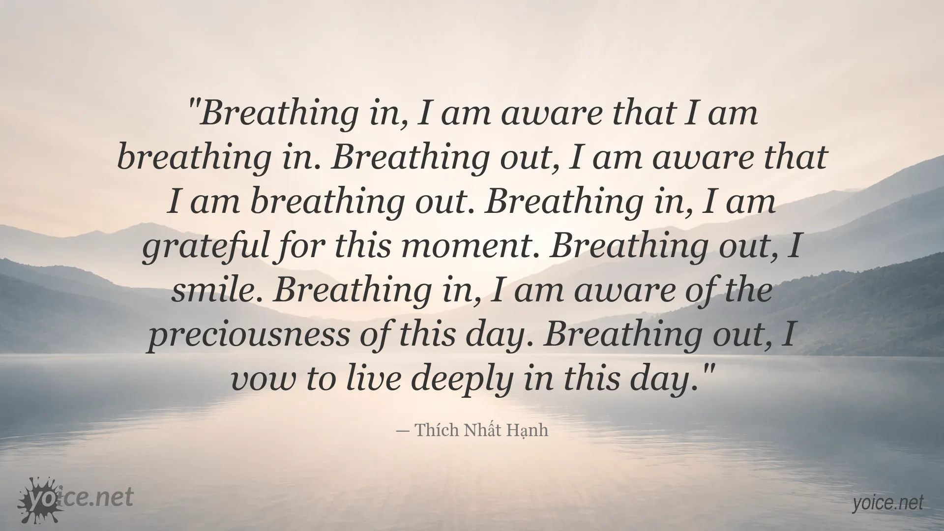 Meditation and mindfulness quote graphic by Thích Nhất Hạnh