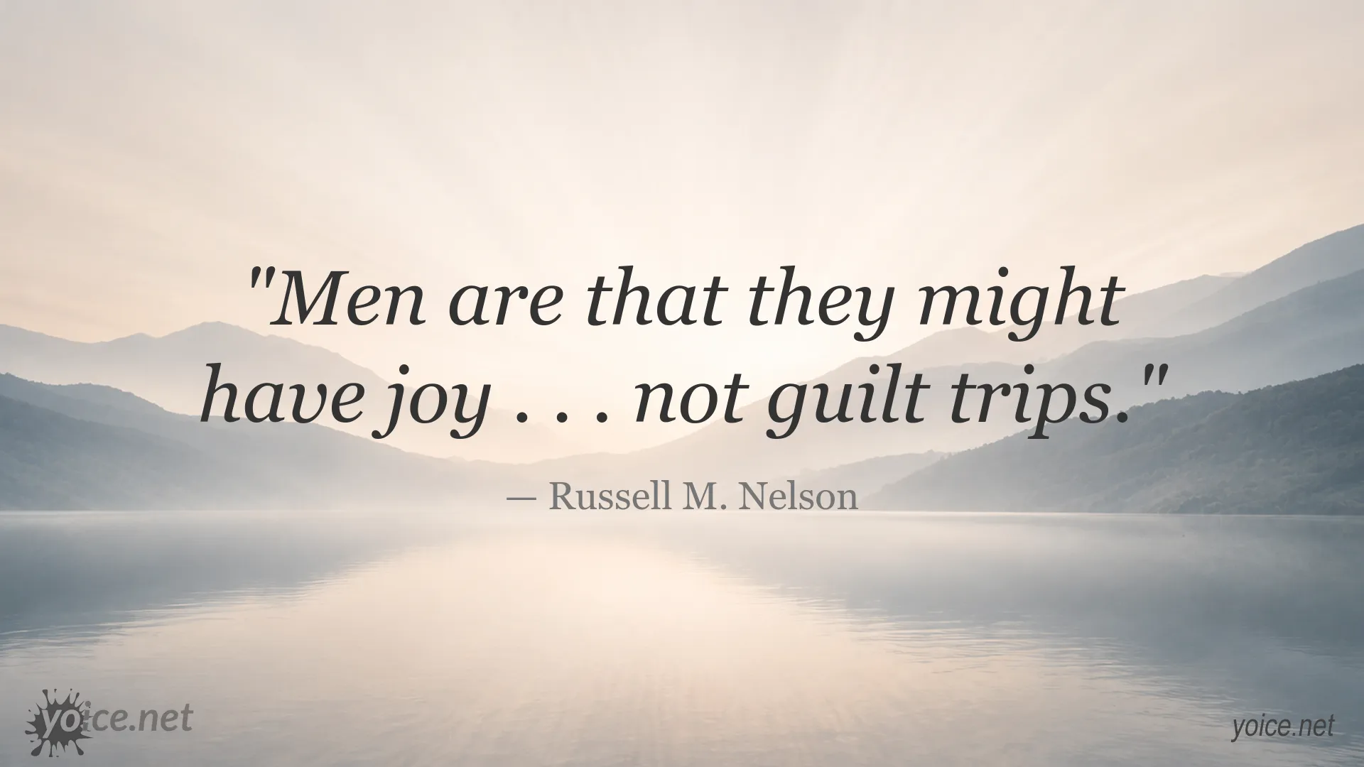 Inspirational quote image by Russell M. Nelson about finding joy