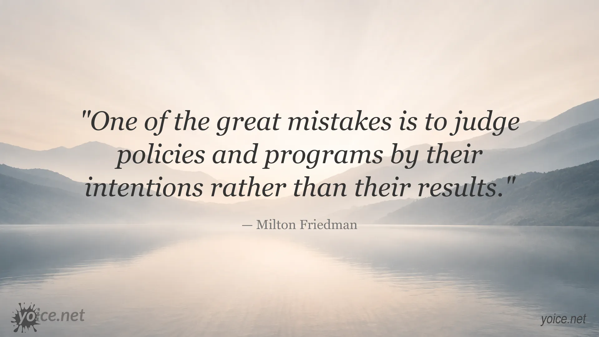 Milton Friedman quote about judging policies and programs by their results