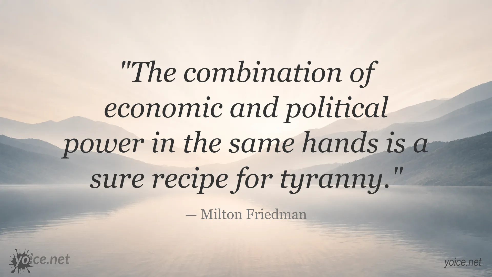 Milton Friedman quote image about the dangers of combining economic and political power