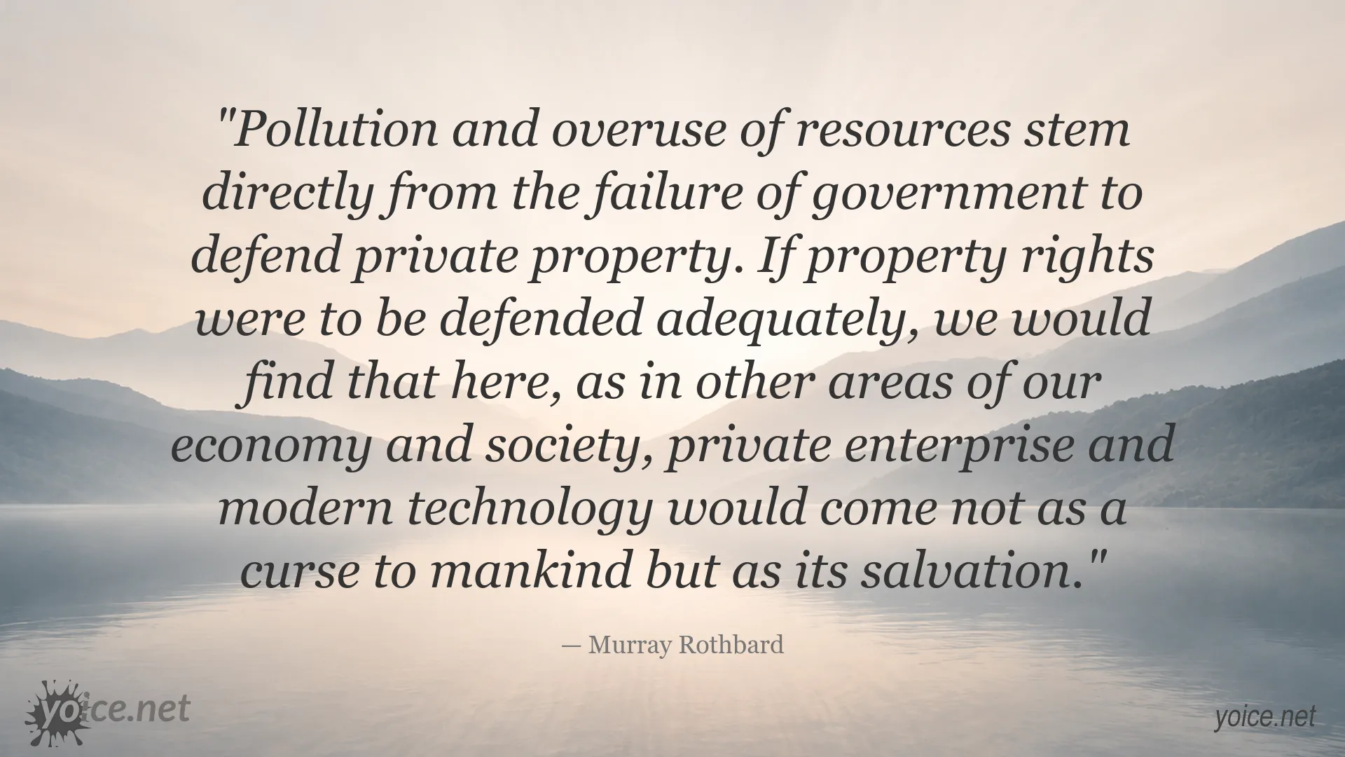 Murray Rothbard quote about pollution, private property, government, and technology